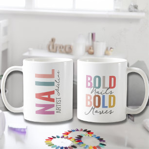 Pastel Colourful Nail Artist Name Motivation Quote Coffee Mug
