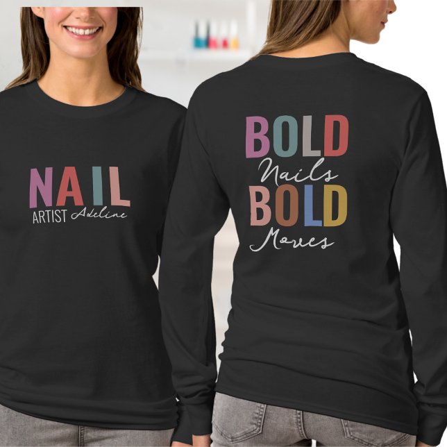 Pastel Colourful Nail Artist Name Motivation Quote T-Shirt (Creator Uploaded)