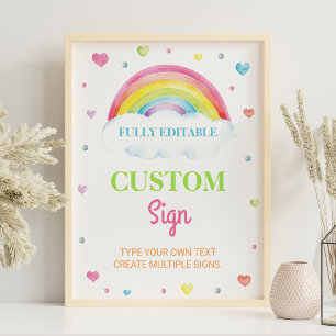 Pastel Colourful Rainbow 1st Birthday Custom Sign