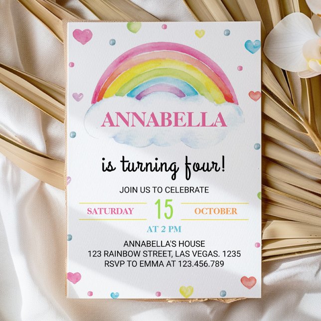 Pastel Colourful Rainbow Birthday Invitation (Creator Uploaded)