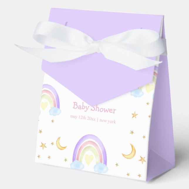 Pastel Colourful Rainbow Moon Star Baby Shower  Favour Box (Front)