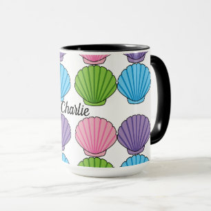 Pastel Colourful Seashell Pack Add Own Name Mug