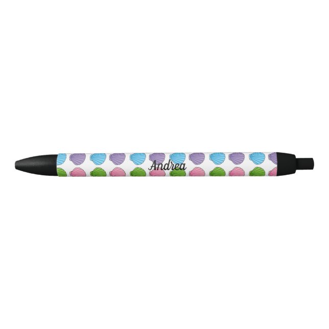 Pastel Colourful Seashell Pack Black Ink Pen (Front)
