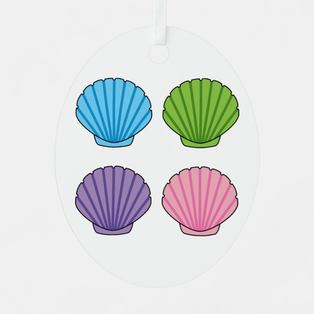 Pastel Colourful Seashell Pack Metal Tree Decoration (Front)