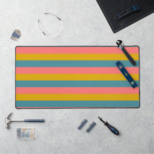 Pastel colourful stripes pattern desk mat