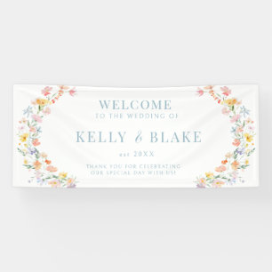 Pastel Colourful Watecolor Wildflower Wedding Banner