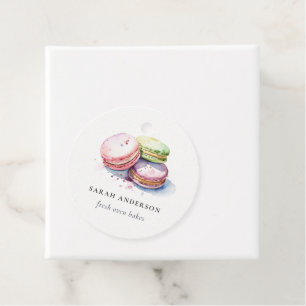 Pastel Colourful Watercolor French Macarons Bakery Favour Tags