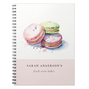 Pastel Colourful Watercolor French Macarons Bakery Notebook
