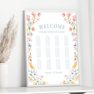 Pastel Colourful Wildflower Wedding Seating Chart