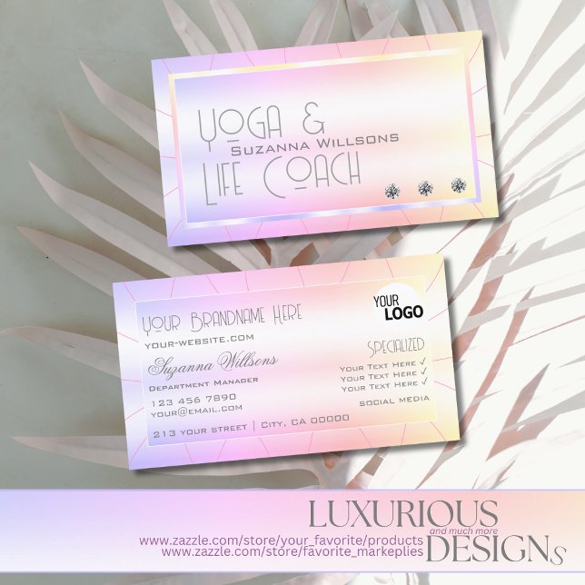 Pastel Colourful with Shimmery Diamonds and Logo Business Card (Creator Uploaded)