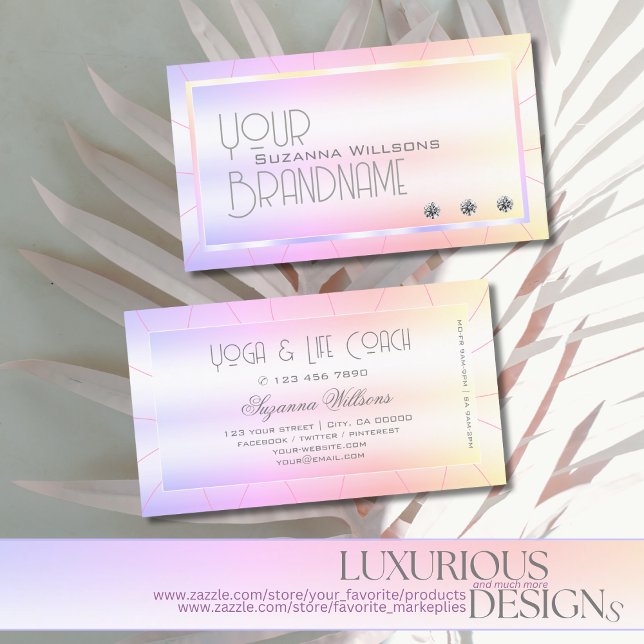 Pastel Colourful with Shimmery Diamonds Rainbow Business Card (Creator Uploaded)