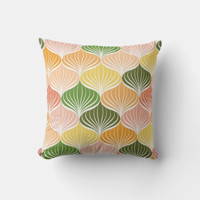 Pastel colours abstract flowers pattern cushion (Front)