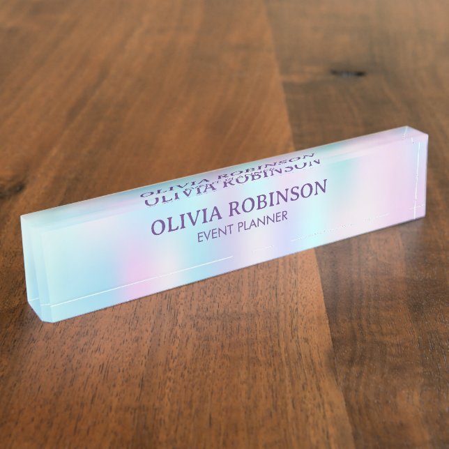 Pastel Colours Abstract Iridescent Background Nameplate (Side)