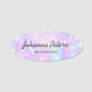 pastel colours abstract opal inspired name tag