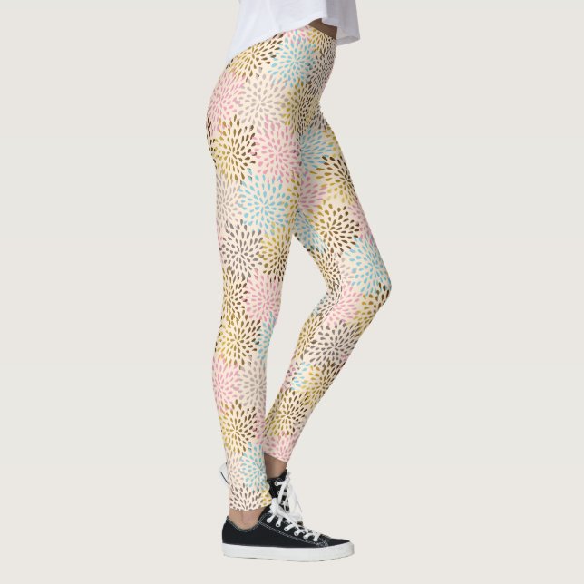 Pastel colours abstract starburst pattern leggings (Right)