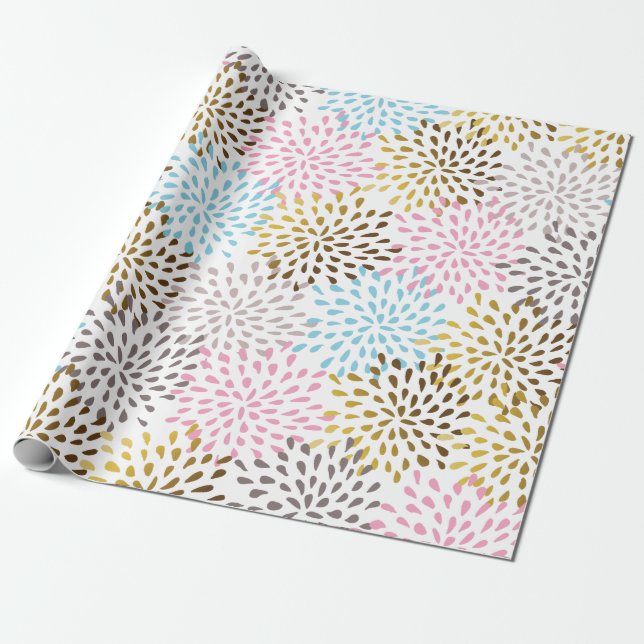 Pastel colours abstract starburst pattern wrapping paper (Unrolled)