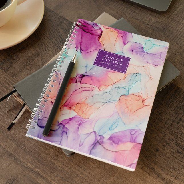 Pastel Colours Alcohol Ink Personalised Notebook (Creator Uploaded)