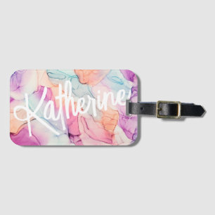 Pastel Colours Alcohol Ink Stain Pattern Luggage Tag