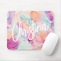 Pastel Colours Alcohol Ink Stain Pattern Mousepad