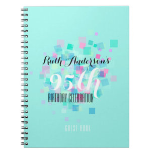 Pastel Colours Aqua 95th Birthday Party Guest Book
