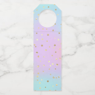 Pastel Colours Blue Pink Purple Small Bright Golde Bottle Tag