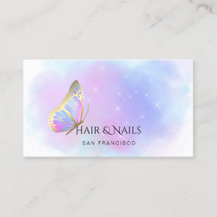 pastel colours butterfly hair and nails  business card