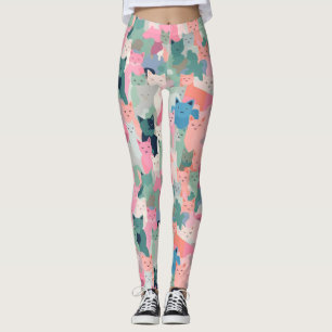 Pastel Colours Cat Camouflage Leggings