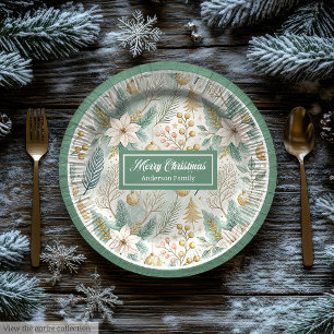 Pastel Colours Christmas Plates Elegant Sage Flora