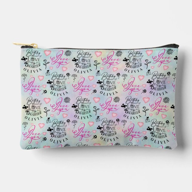 Pastel Colours Daughter Birthday Design  Accessory Pouch (Front)