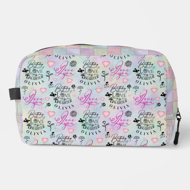 Pastel Colours Daughter Birthday Design  Dopp Kit (Front)