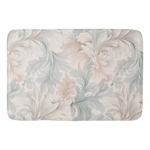 Pastel colours delicate ornamental floral motifs bath mat