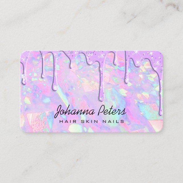 pastel colours dripping purple business card (Front)