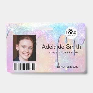 pastel colours drips ID badge