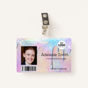 pastel colours drips ID badge