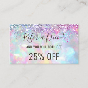 pastel colours faux glitter opal referral card