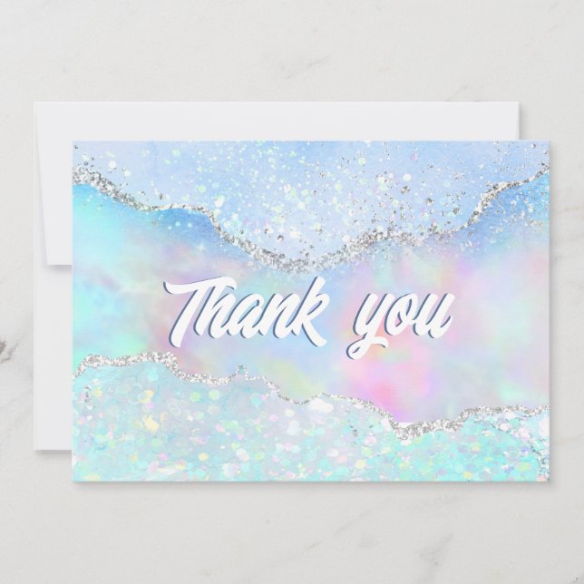 pastel colours faux glitter Thank you card (Front)