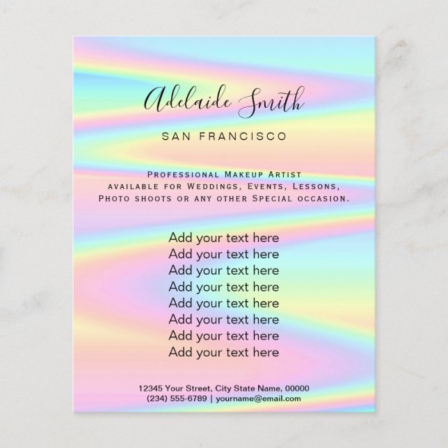 pastel colours FAUX holograph Flyer (Front)
