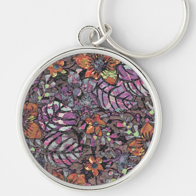 Pastel Colours floral pattern romantic digital art Key Ring (Front)