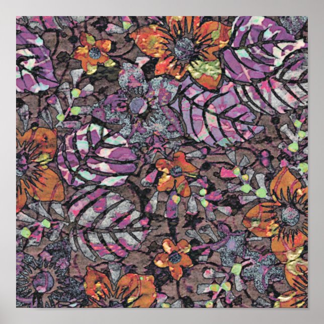 Pastel Colours floral pattern romantic digital art Poster (Front)