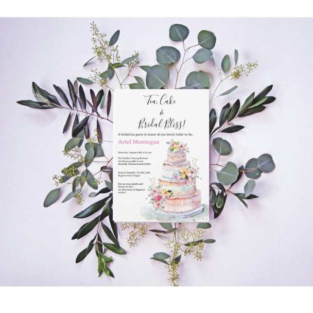Pastel Colours Flowers MultiTier Cake Bridal Tea  Invitation (Creator Uploaded)