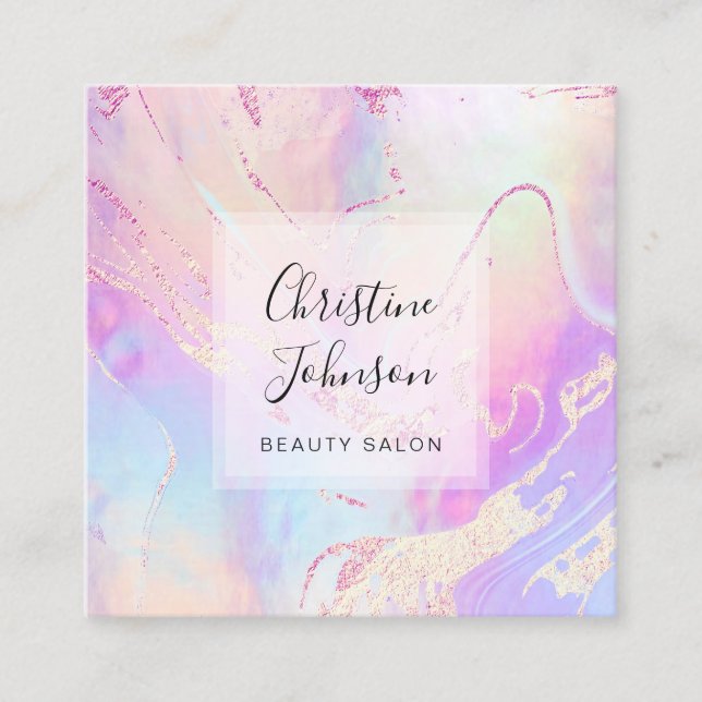 pastel colours fluid marble square business card (Front)