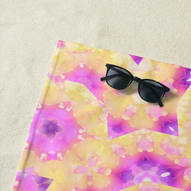 Pastel Colours Geometric Abstract Pattern Beach Towel (In Situ)