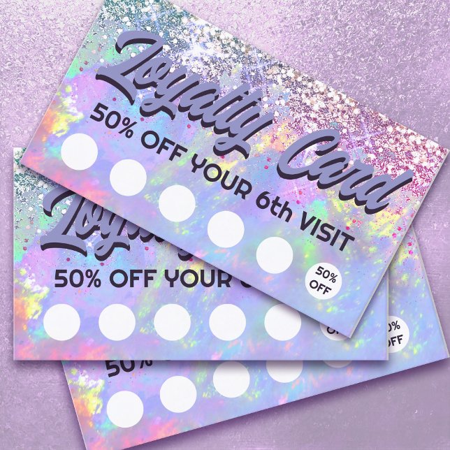 pastel colours glitter opal loyalty card (Creator Uploaded)