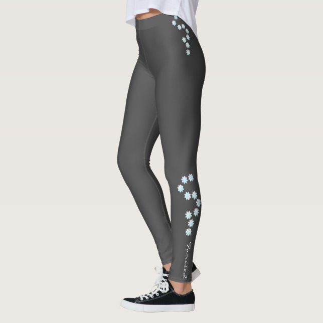 Pastel Colours Happy Turquoise Petals Leggings (Left)