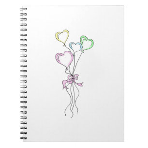 Pastel Colours Heart Balloons Notebook