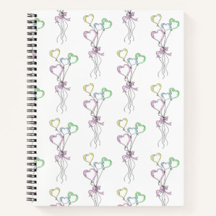 Pastel Colours Heart Balloons Notebook