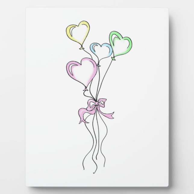 Pastel Colours Heart Balloons Plaque (Front)