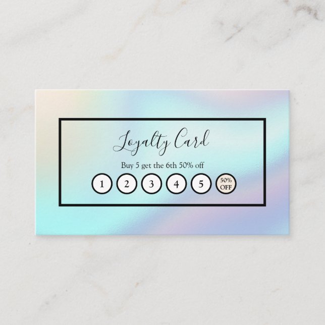 Pastel Colours Holographic Elegant Loyalty Business Card (Front)