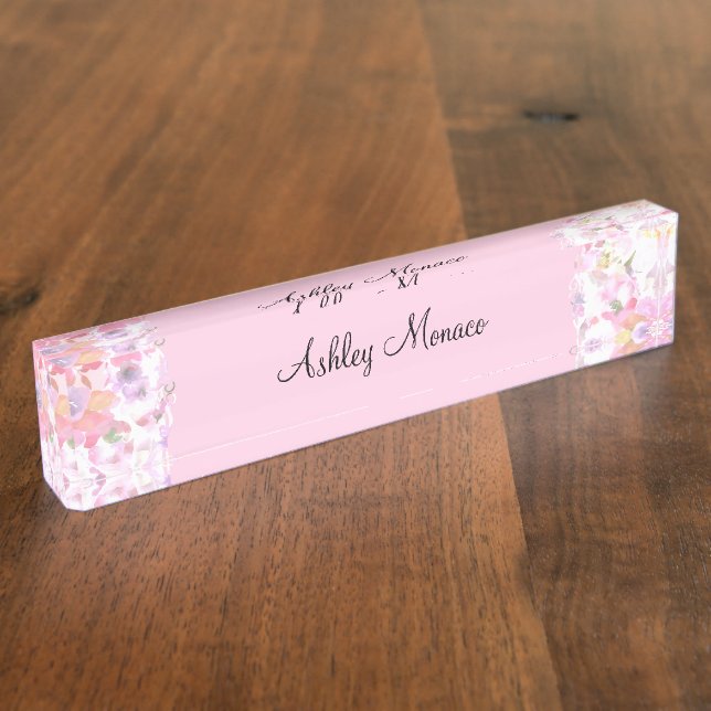 Pastel Colours Ladies Monogram Nameplate (Side)