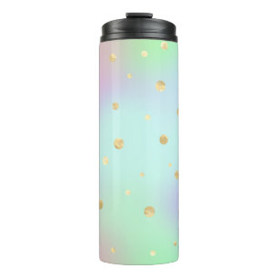 Pastel Colours Light Blue Purple Bright Golden Dot Thermal Tumbler